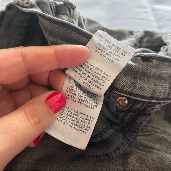 Gray True Religion Halle Cut Off Distressed Jean Shorts, Size 27 - Picture 6 of 12